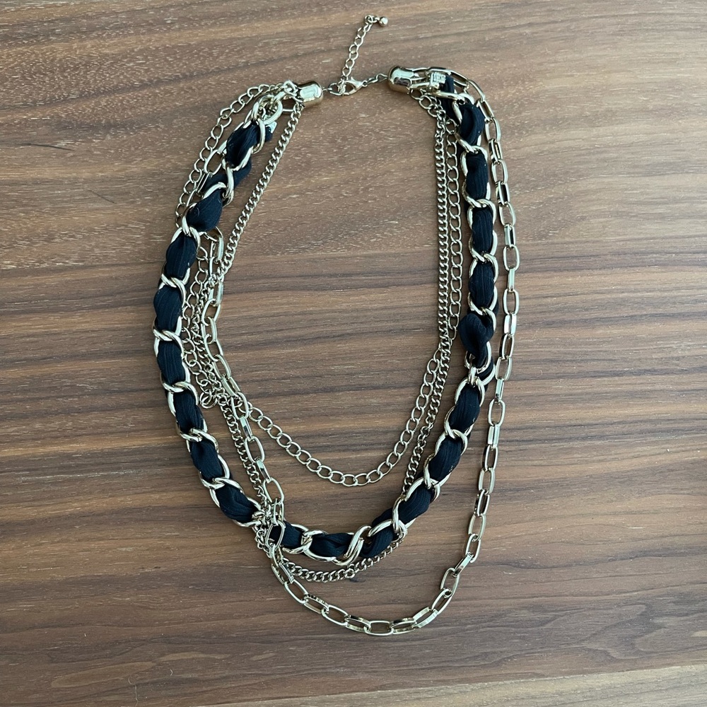 Black and Gold Multi Chain Necklace